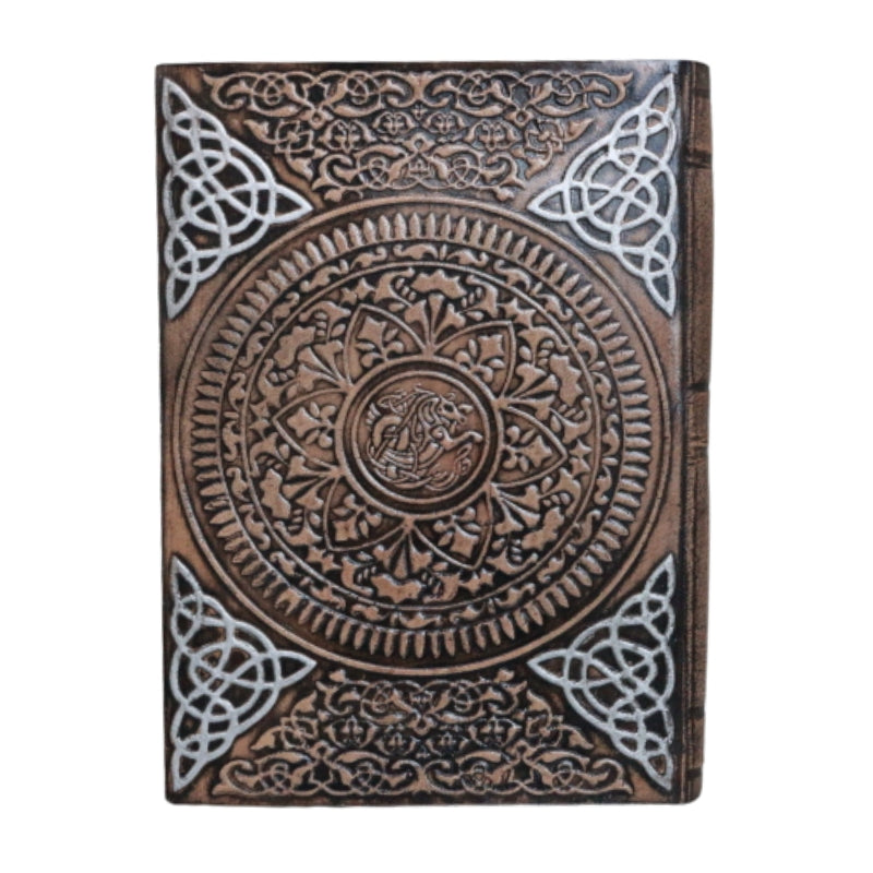 back cover of Spirit Board Print Leather Journal 17x12cm