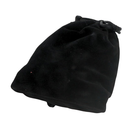 Black drawstring bag on a white background