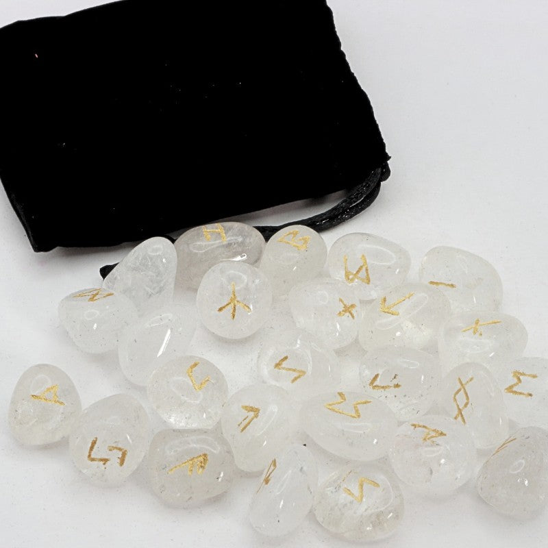 Clear Quartz Crystal Rune Stone Set – Curious Cauldron