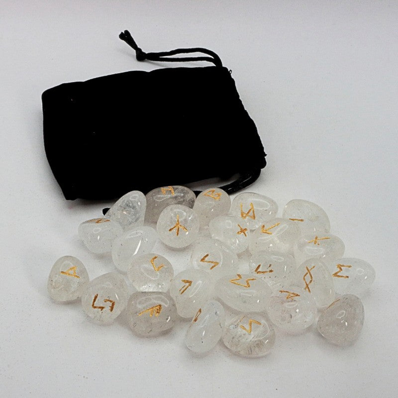 Clear Quartz Crystal Rune Stone Set – Curious Cauldron