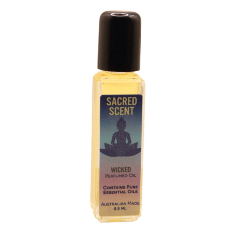 Rectangular glass bottle of Sacred Scents Perfume Oil 