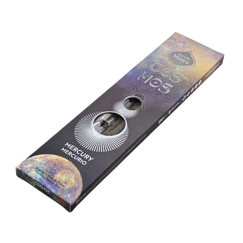 Box of Incense labeled 'Mercury' with celestial design on a white background