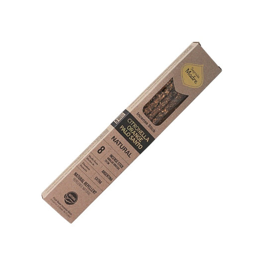 Box of organic palo santo natural incense sticks on a white background