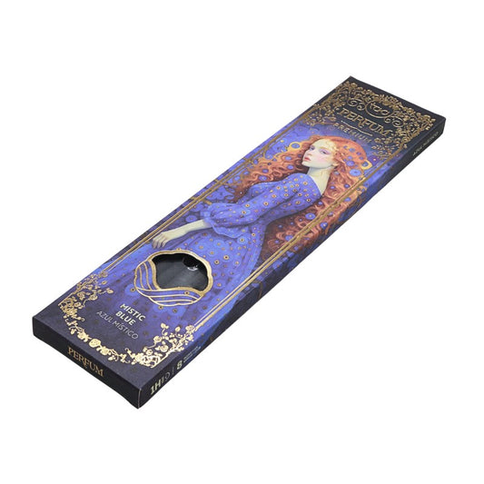 Perfume incense box with artistic design of a woman on a white background