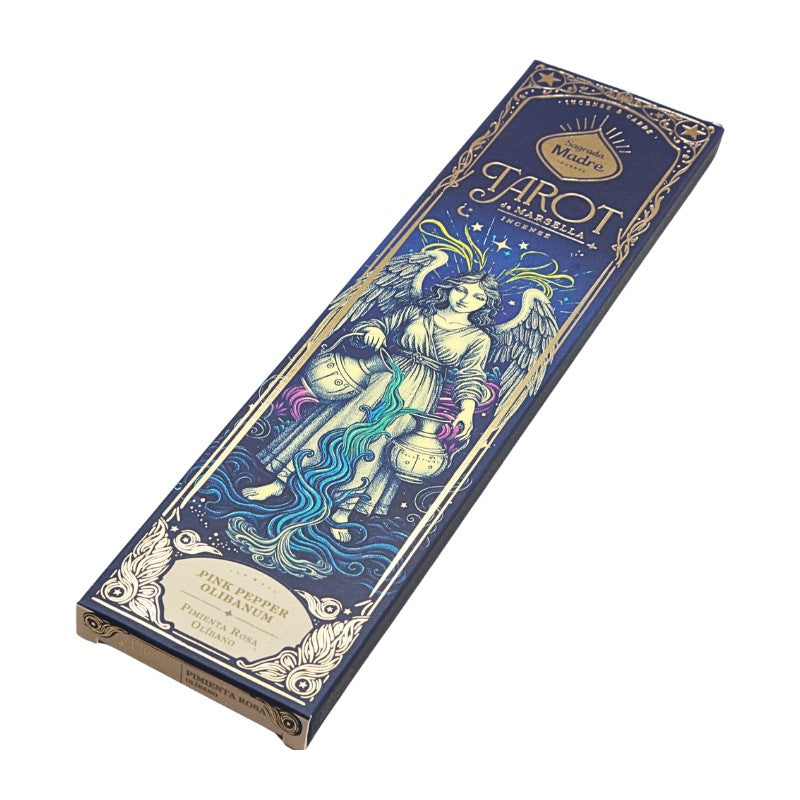 Cardboard box with decorative design and text on a white background