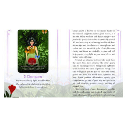 Seasons of the Witch - Litha Oracle- page from the guidebook showing a card and information