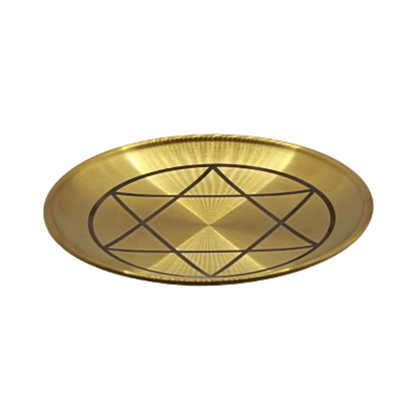Gold tray with a star design on a white background
