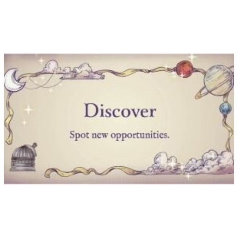 "Discover" card from the Star Light Mini Oracle cards