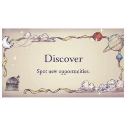 "Discover" card from the Star Light Mini Oracle cards