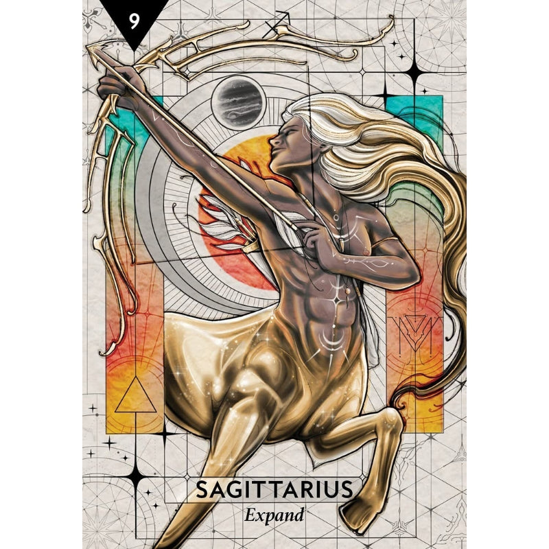 "Sagittarius" oracle card from the Starcodes Astro Oracle Box