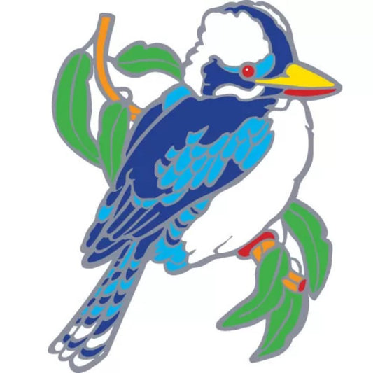 colourful window sticker of a kookaburra