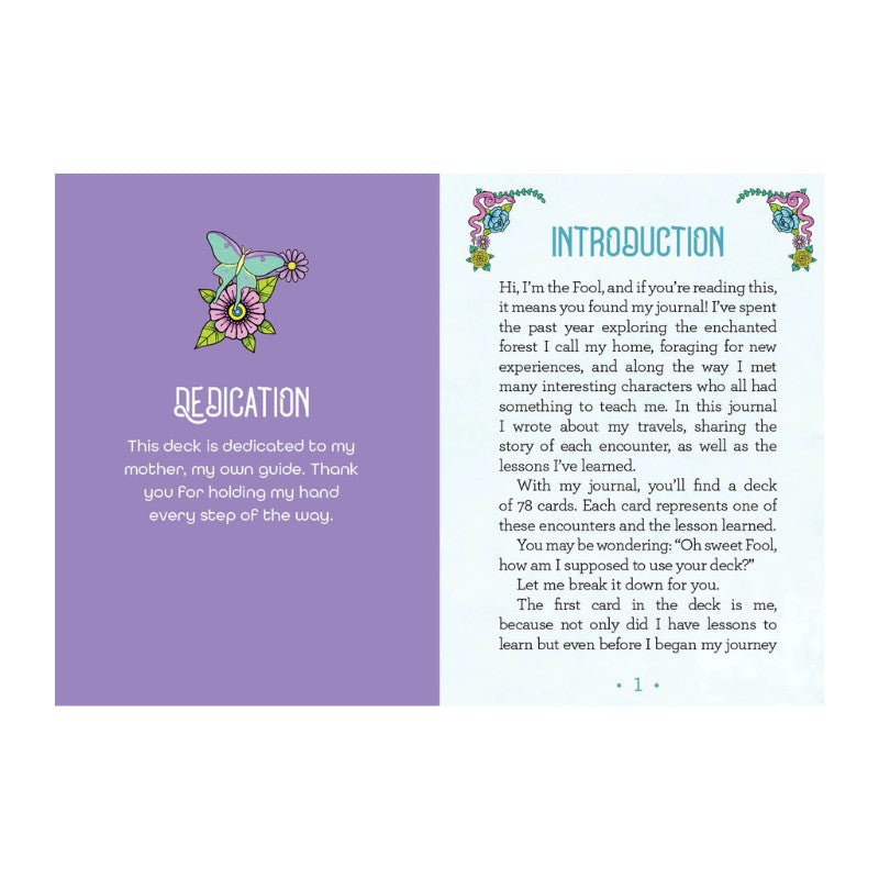 Introduction page of a deck with dedication and introductory text on a purple and white background.