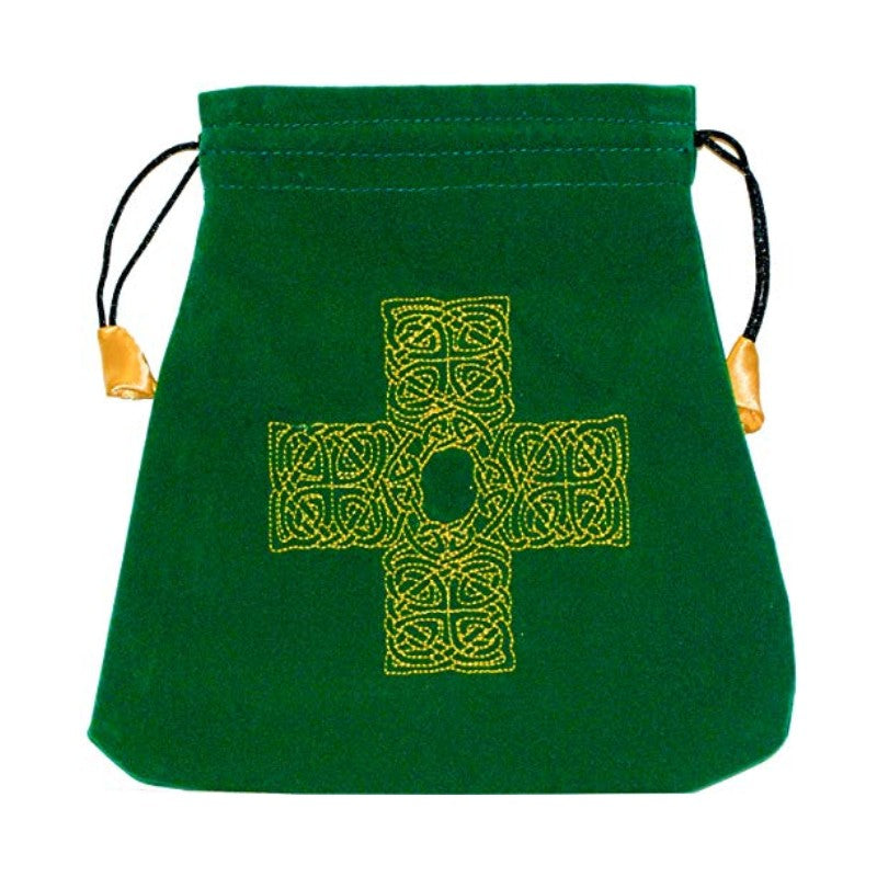 green pouch with yellow cross on front