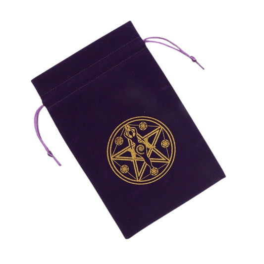 Velvet Tarot Bag 14 x 21 cm - Triple Moon Goddess Pentacle