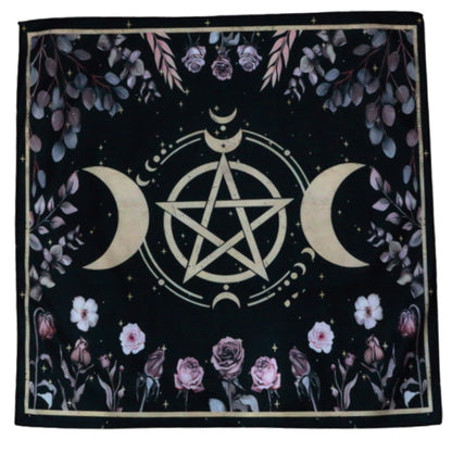 Triple Moon Pentacle Altar Cloth Divination Tarot Cloth  50cm