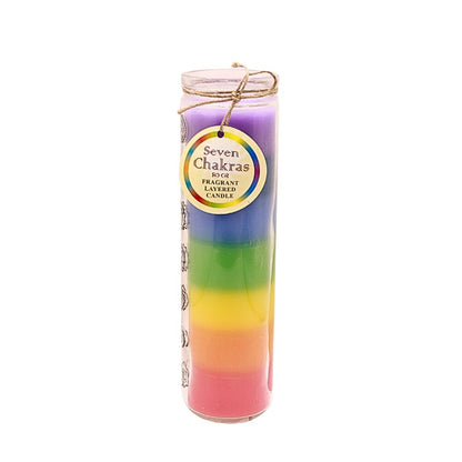 21cm Chakra Layered Candle In Glass Jar