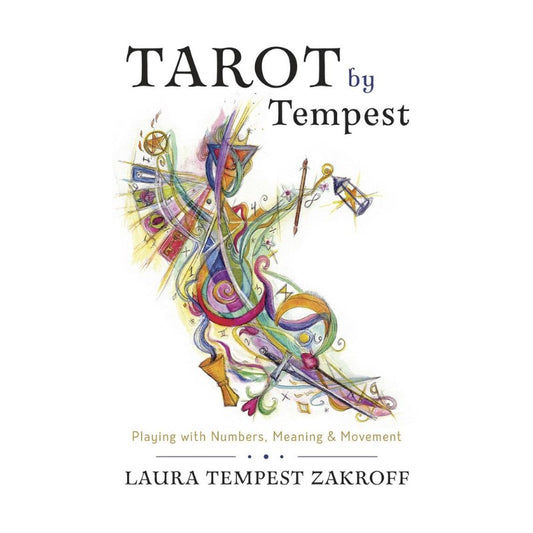 deck cover of 'Tarot by Tempest' with colorful design and text on a white background