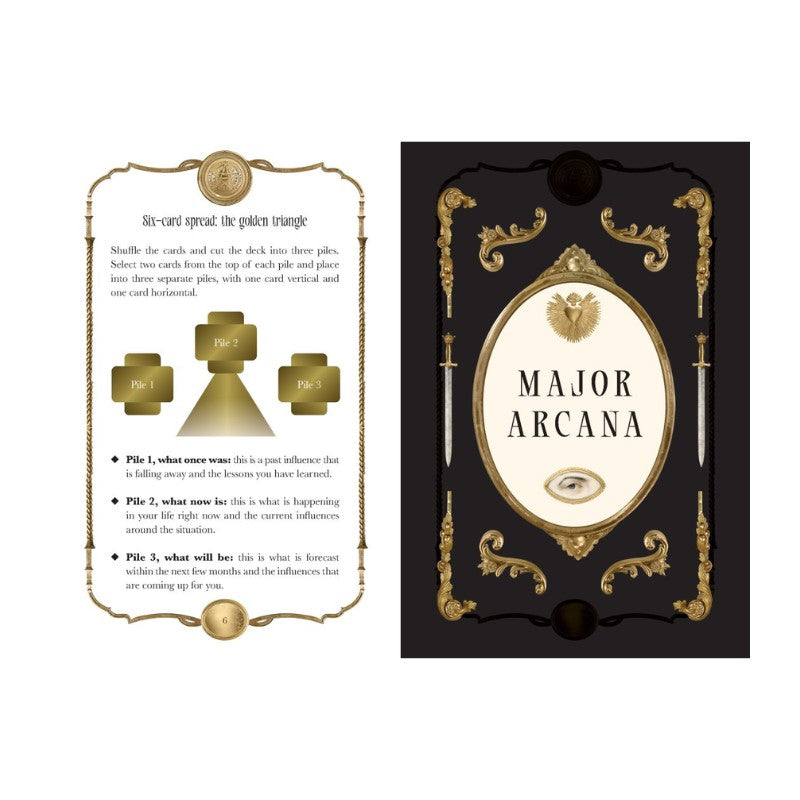 Major Arcana card with gold and black design on a white background