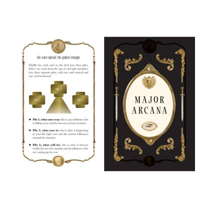 Major Arcana card with gold and black design on a white background