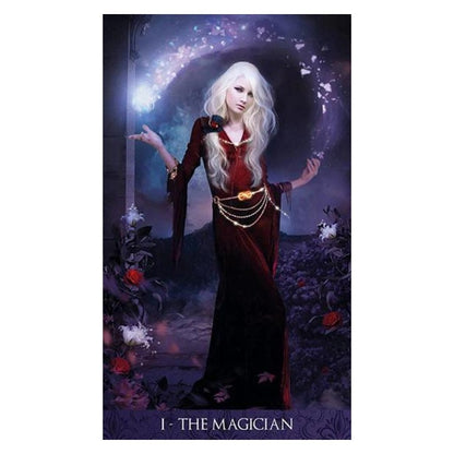 card from the Tarot De La Nuit Deck featuring a woman as the magician