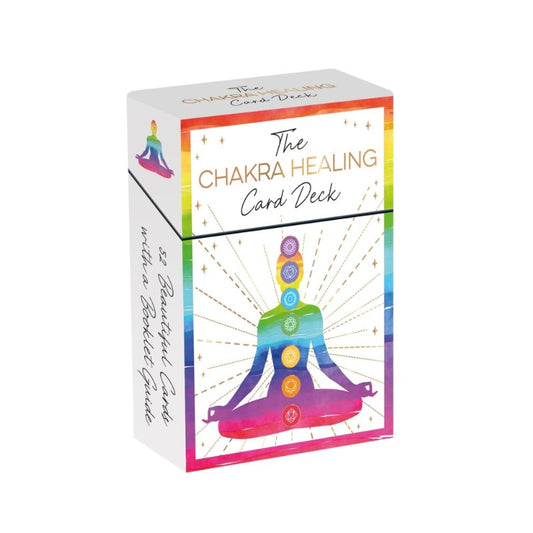 Box of 'The Chakra Healing Card Deck' with colorful design on a white background