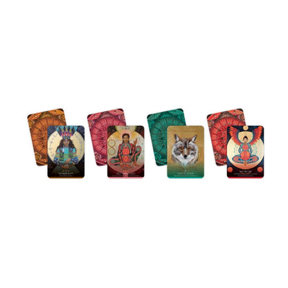 Set of oracle cards with colorful designs on a white background