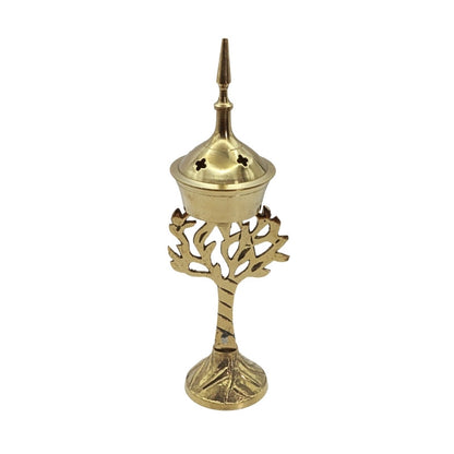Brass Tree of Life Resin & Incense Cone Burner On Stand