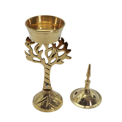 Brass Tree of Life Resin & Incense Cone Burner On Stand