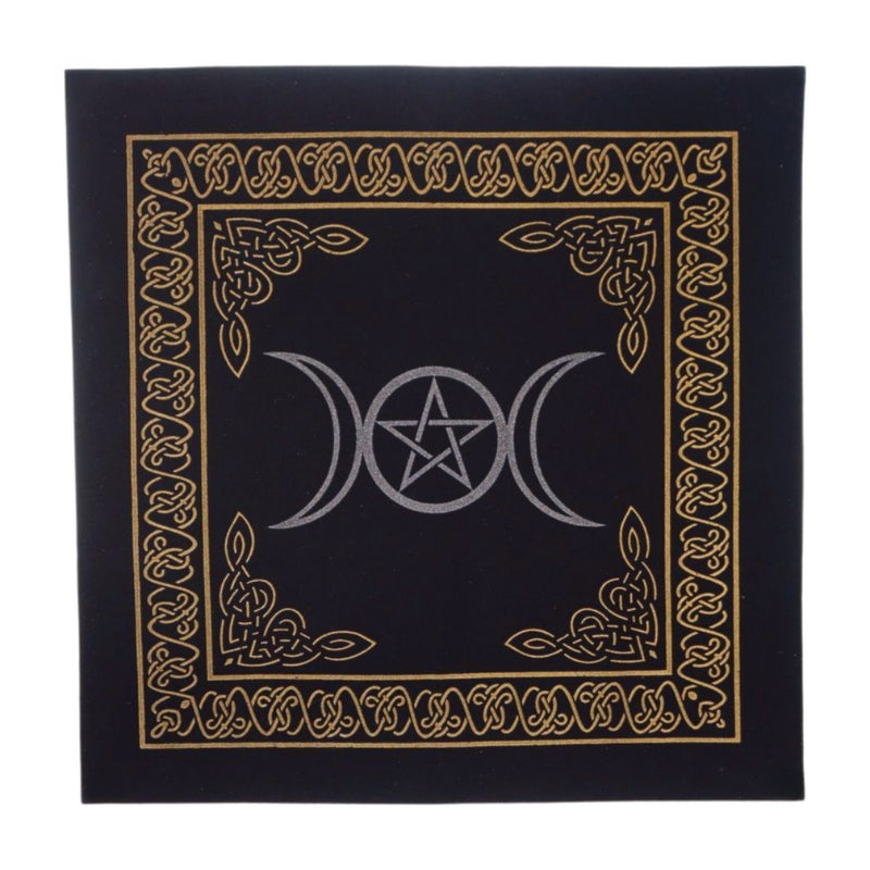 Triple Moon Pentacle Pentagram Altar Cloth Divination Tarot Cloth Wall Hanging