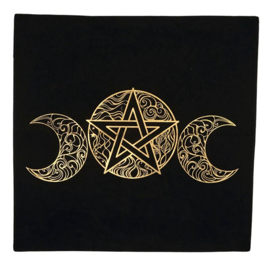 Triple Moon Pentacle Altar Cloth Divination Tarot Cloth Wall Hanging