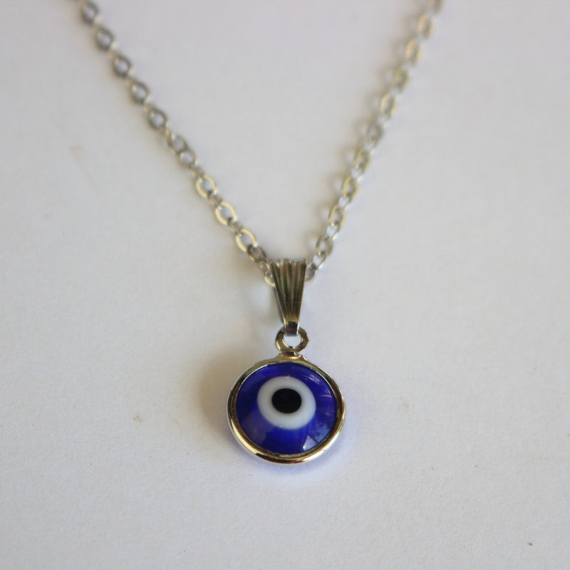 Turkish Evil Eye Round Pendant Adjustable Necklace  -Evil Eye Protection Amulet