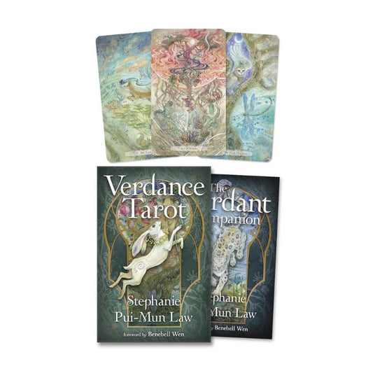 Verdance Tarot cards with their packaging on a white background