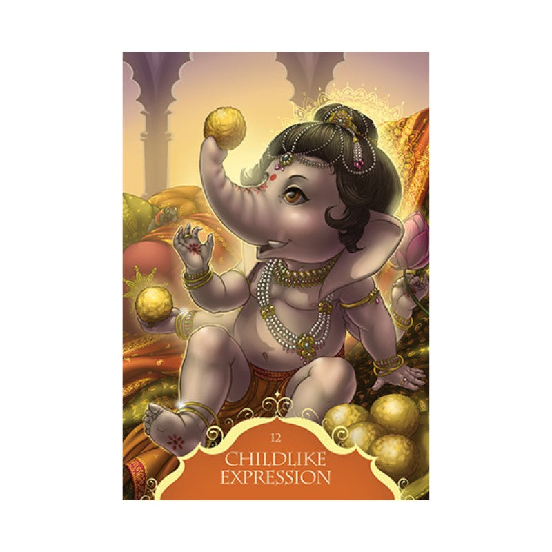 Illustration of a child-like expression with an elephant figure and decorative elements.