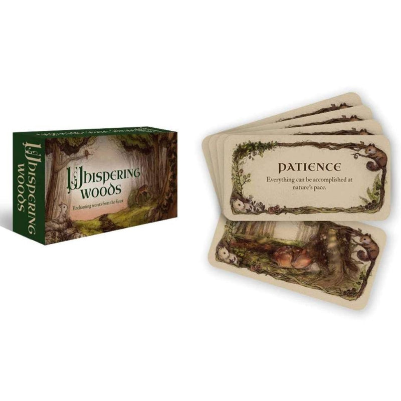 Whispering Woods inspiration card box with the cards next to it
