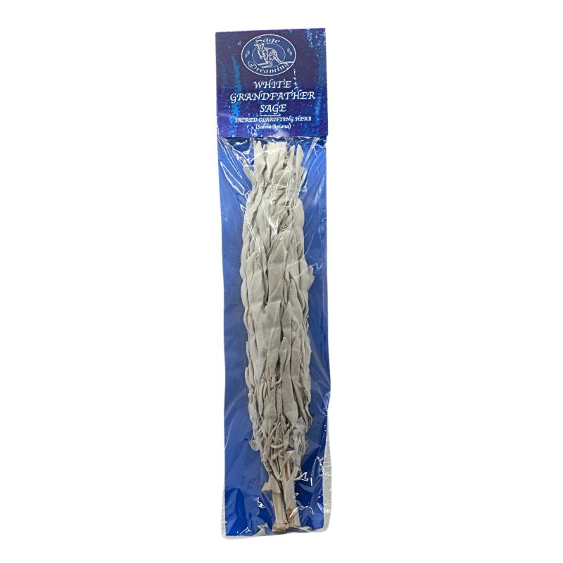 white sage smudge stick in a blue packet