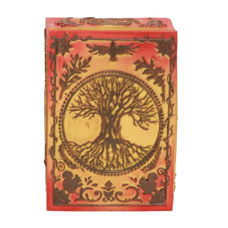 orange and yellow ox with tree of life design
