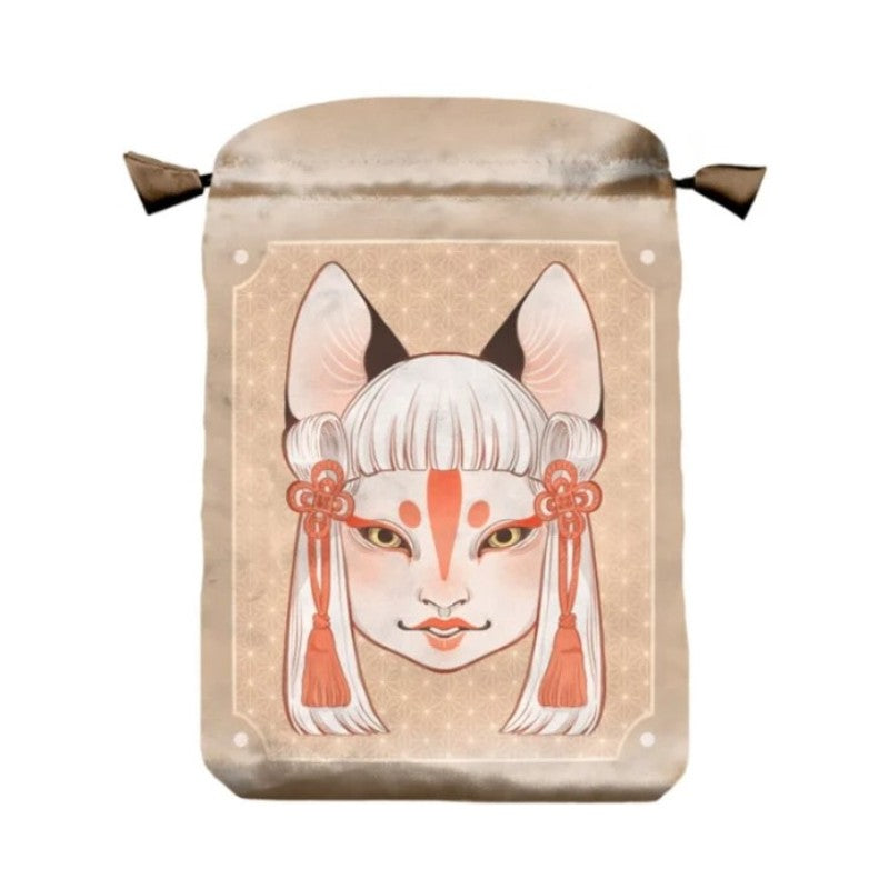 Rectangular pouch with fox-themed design on a beige background