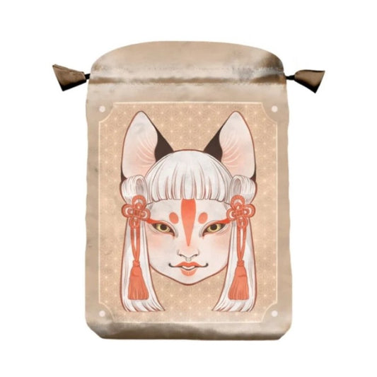 Rectangular pouch with fox-themed design on a beige background
