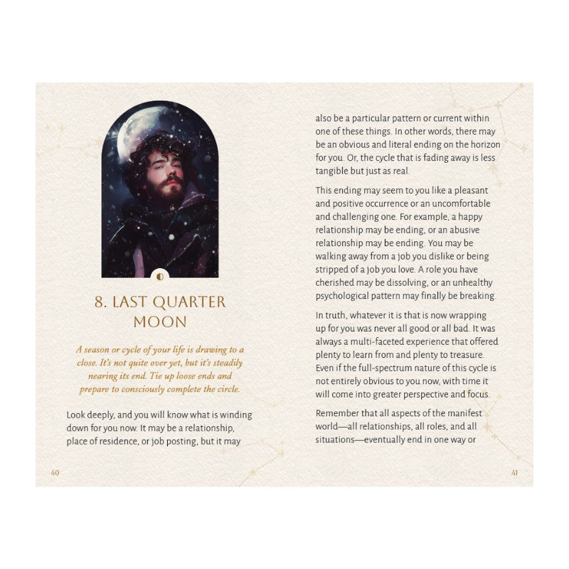 book page with a person in a snowy landscape and text on a white background