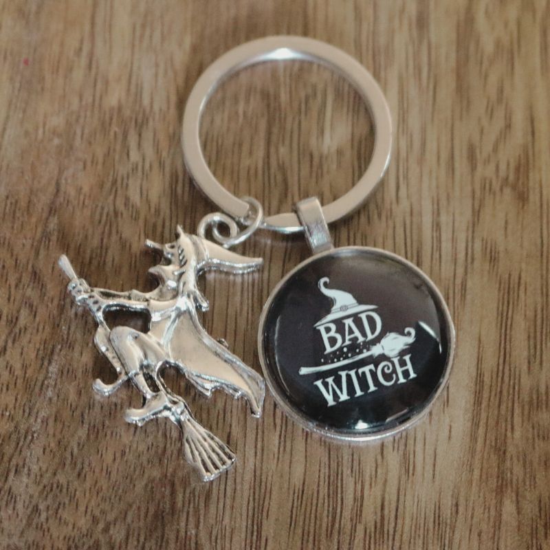 Bad Witch Witchy Key Ring, Bag Charm Or Wallet Accessory- Black