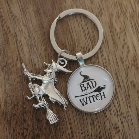 Bad Witch Witchy Key Ring, Bag Charm Or Wallet Accessory- White