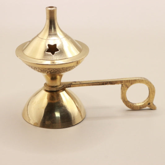 Brass Incense Cone Burner On Stand With Handle