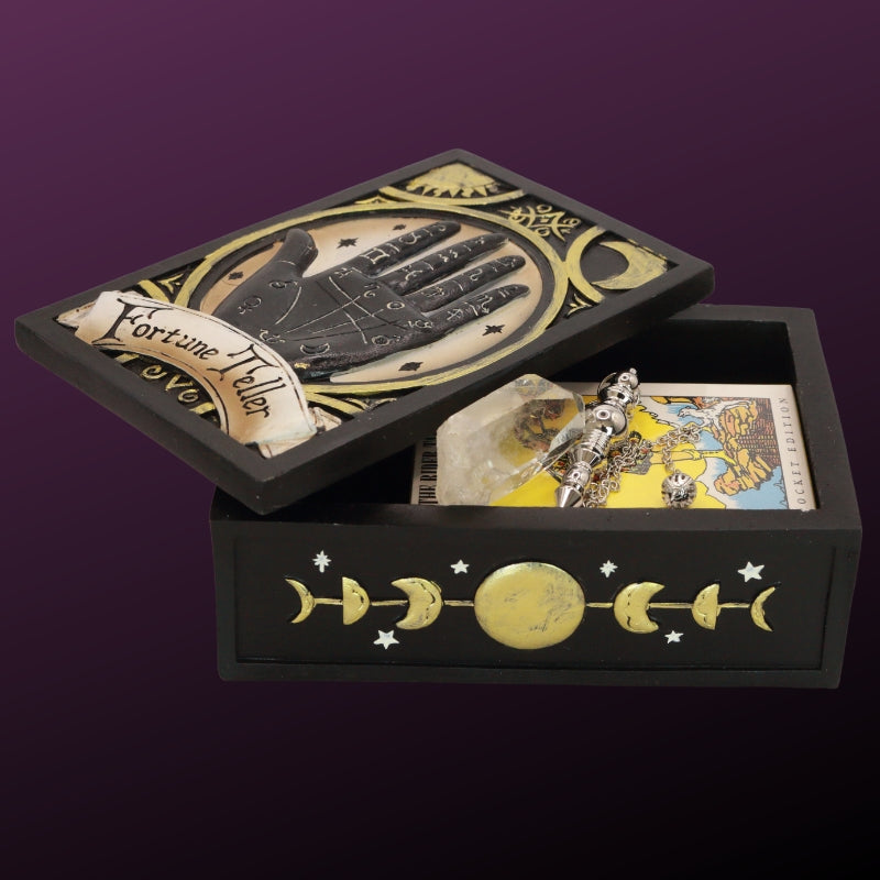Black & Gold Fortune Teller- Tarot Card Storage Box