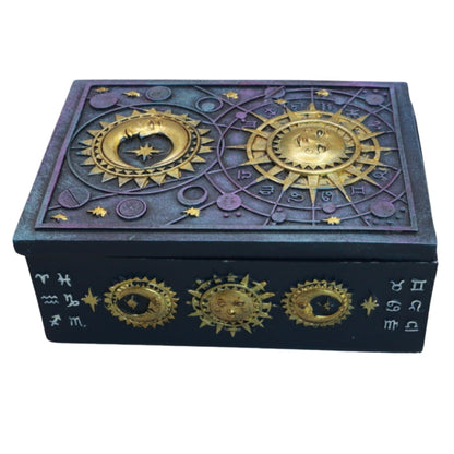 Purple & Gold Sun & Moon Tarot Card / Trinket Storage Box