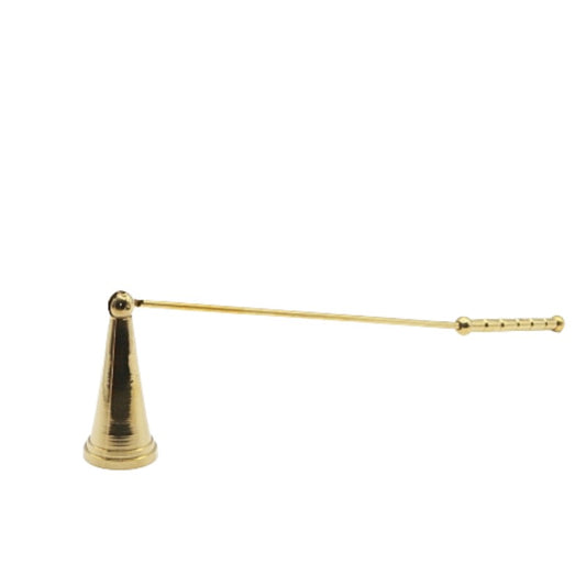 Gold candle snuffer on a white background