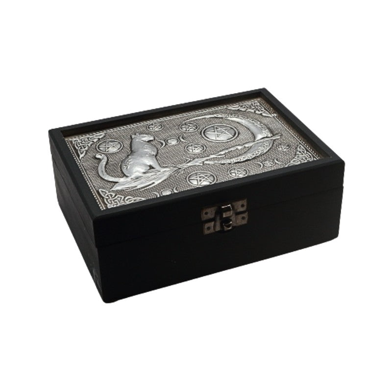Metal Rune Box Wooden Tarot Box/ Rune Box- Cat – Curious Cauldron