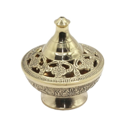 brass incense burner on a white background