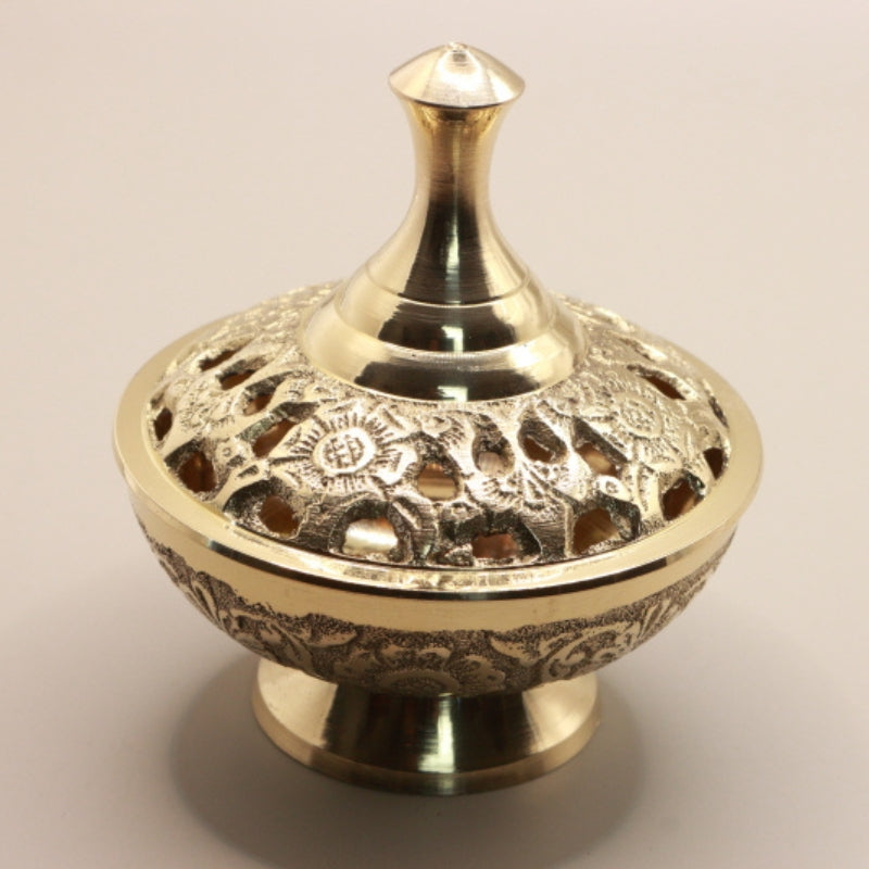 Deluxe Incense Charcoal Burner On Stand With Lid/ Censer