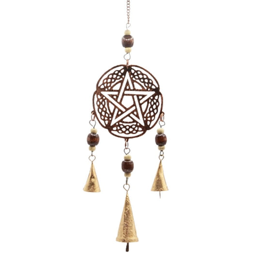 set of 3 bells with a celtic pentacle design in the centre