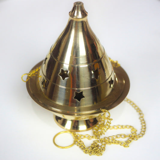 Brass Star Thurible- Hanging Charcoal Incense Burner/Censer 12cm